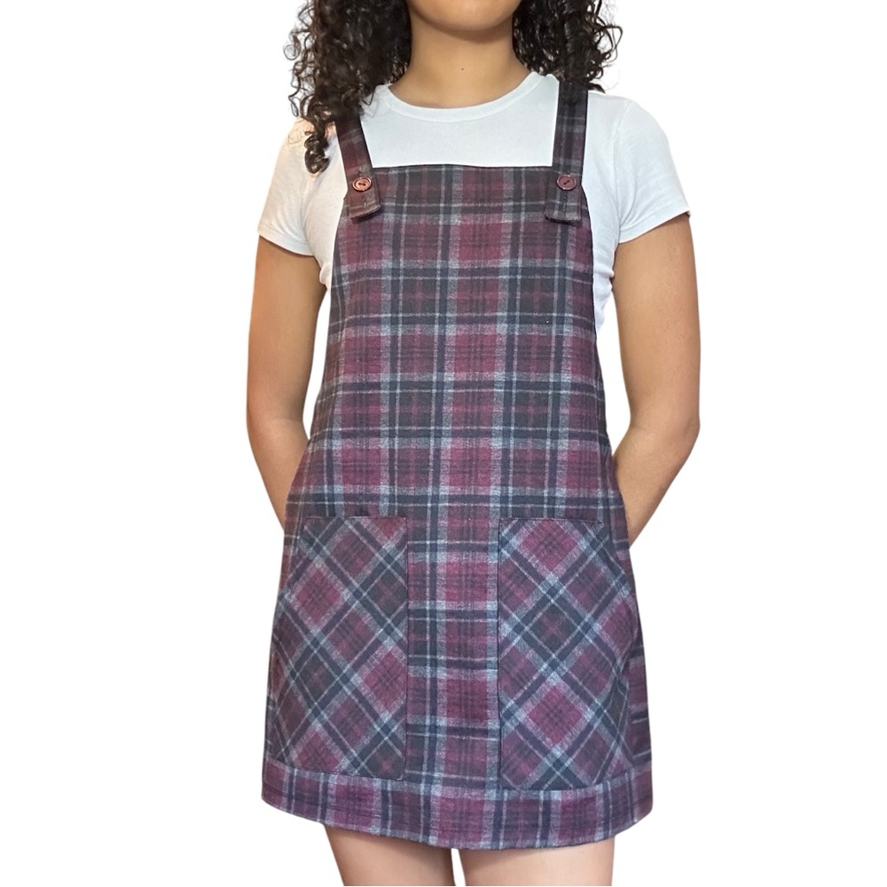 Plaid overall A-line dress